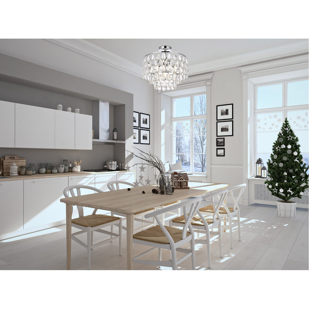 Mila 3 Light 16 inch Chrome Flush Mount Ceiling Light