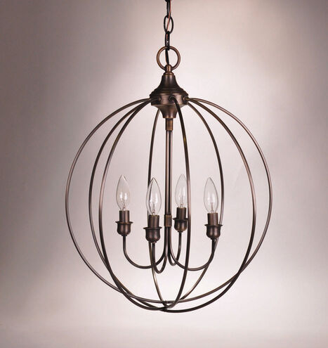 Orb 4 Light 17 inch Dark Antique Brass Chandelier Ceiling Light