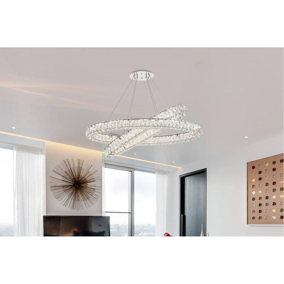 Monroe LED 41 inch Chrome Chandelier Ceiling Light
