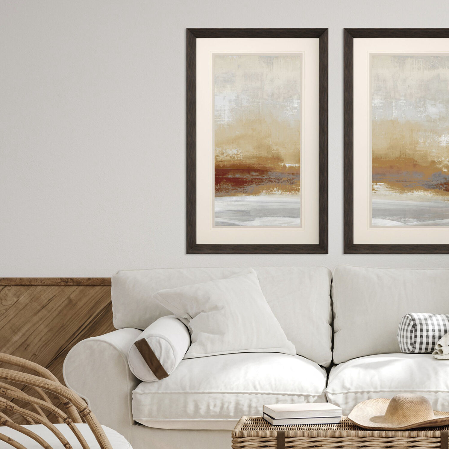 Unify Amber Yellow and Beige and Gray and Red Framed Art