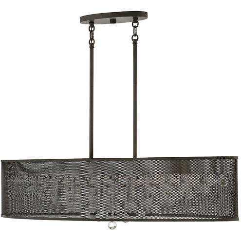 Fiona LED 42 inch Black Chandelier Ceiling Light, Linear & Oval