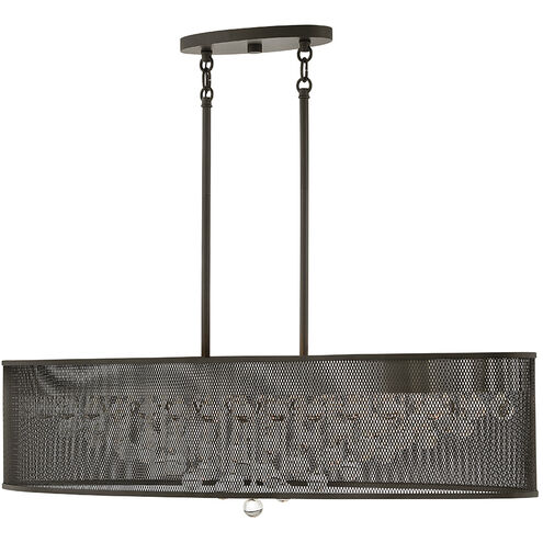 Fiona LED 42 inch Black Chandelier Ceiling Light, Linear & Oval