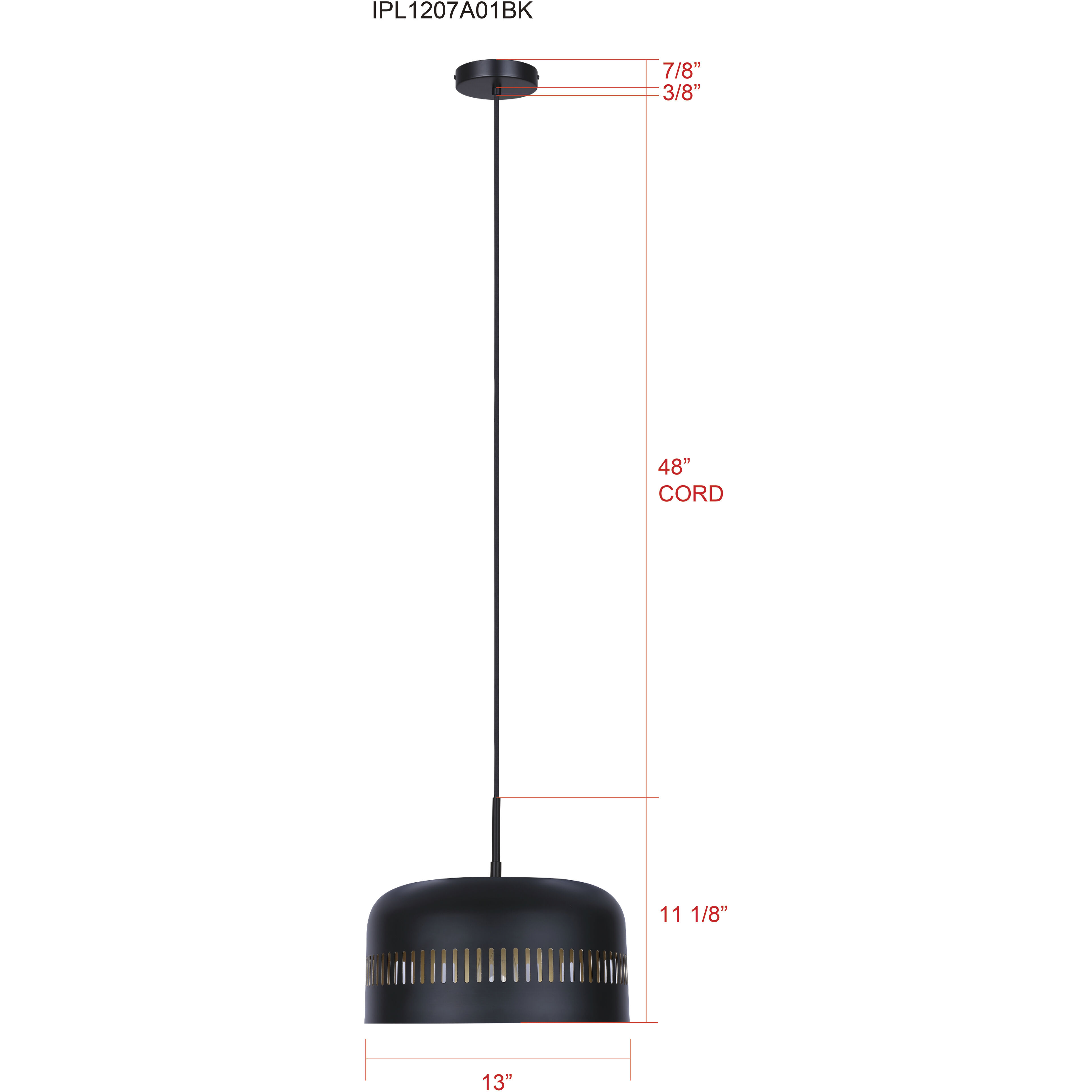 Miles 1 Light 13 inch Black Pendant Ceiling Light