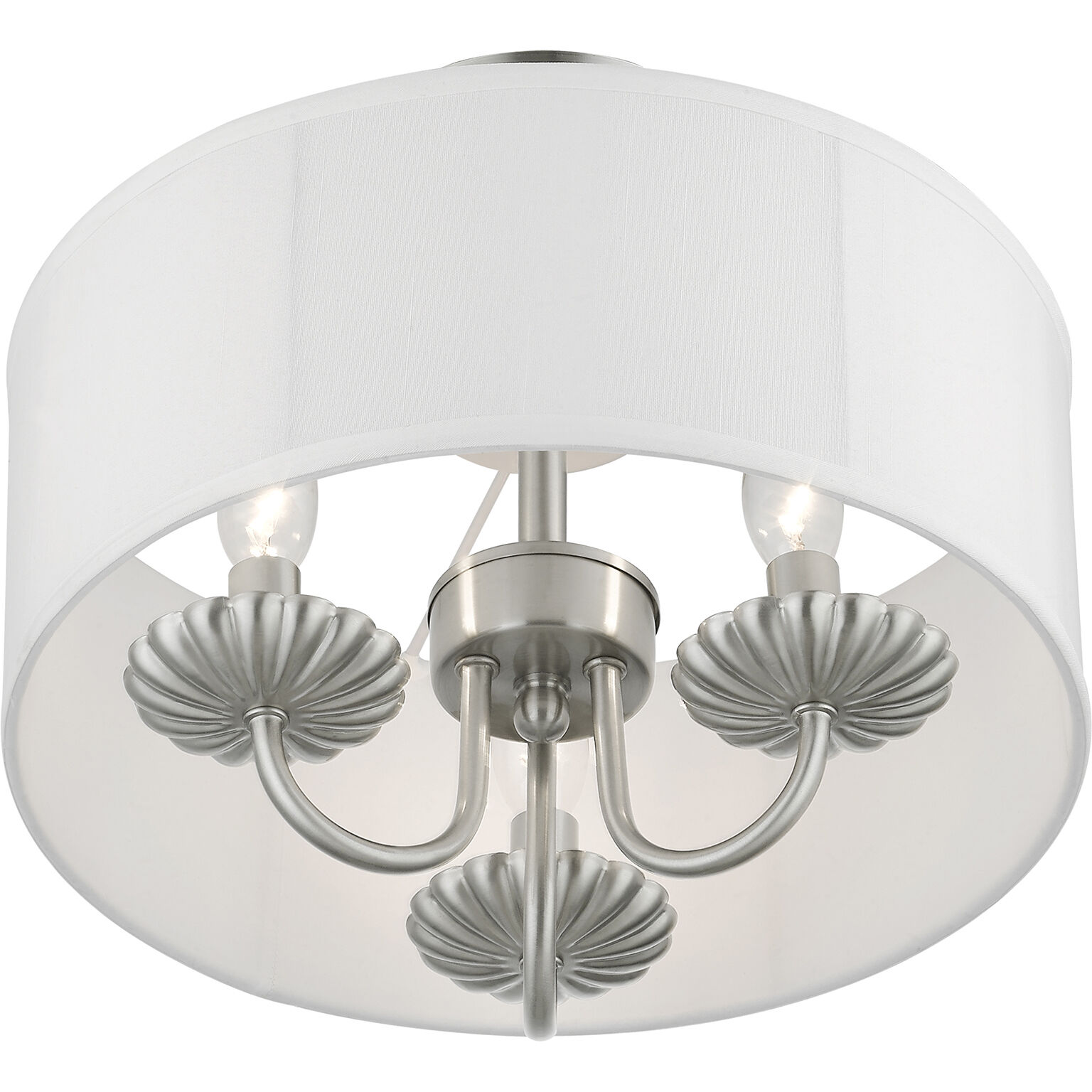 Brookdale 3 Light 13 inch Brushed Nickel Semi-Flush Mount Ceiling Light
