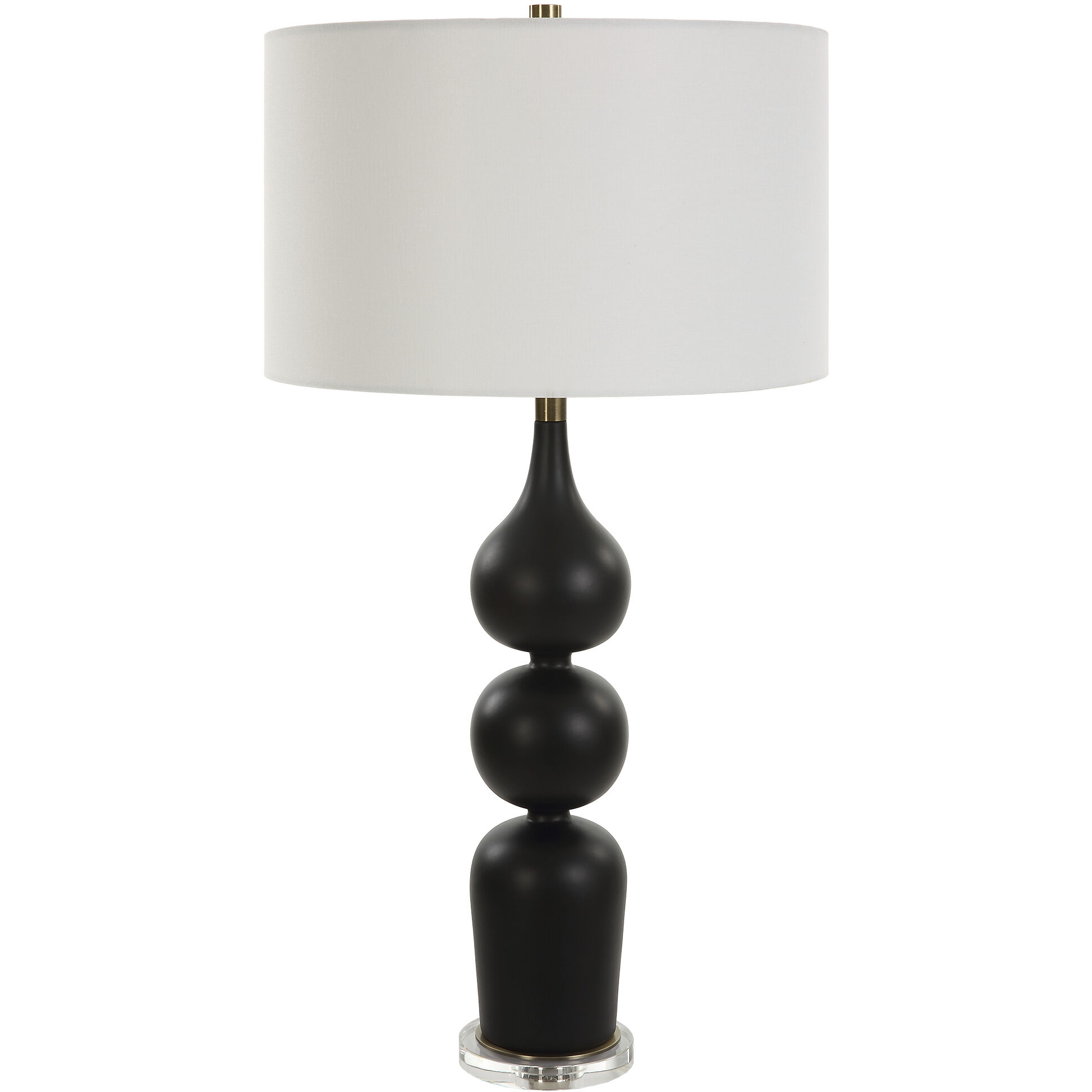 Caviar 32.75 inch 150.00 watt Matte Black and Antique Brass with Crystal Table Lamp Portable Light