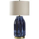 Albany 38.5 inch Navy Reactive Glaze and Brass Table Lamp Portable Light