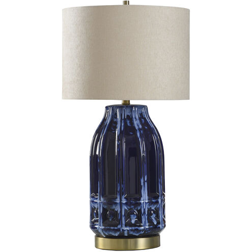 Albany 38.5 inch Navy Reactive Glaze and Brass Table Lamp Portable Light