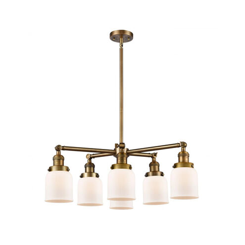 Franklin Restoration Small Oxford 6 Light 30 inch Brushed Brass Chandelier Ceiling Light in Incandescent, Seedy Glass, Franklin Restoration