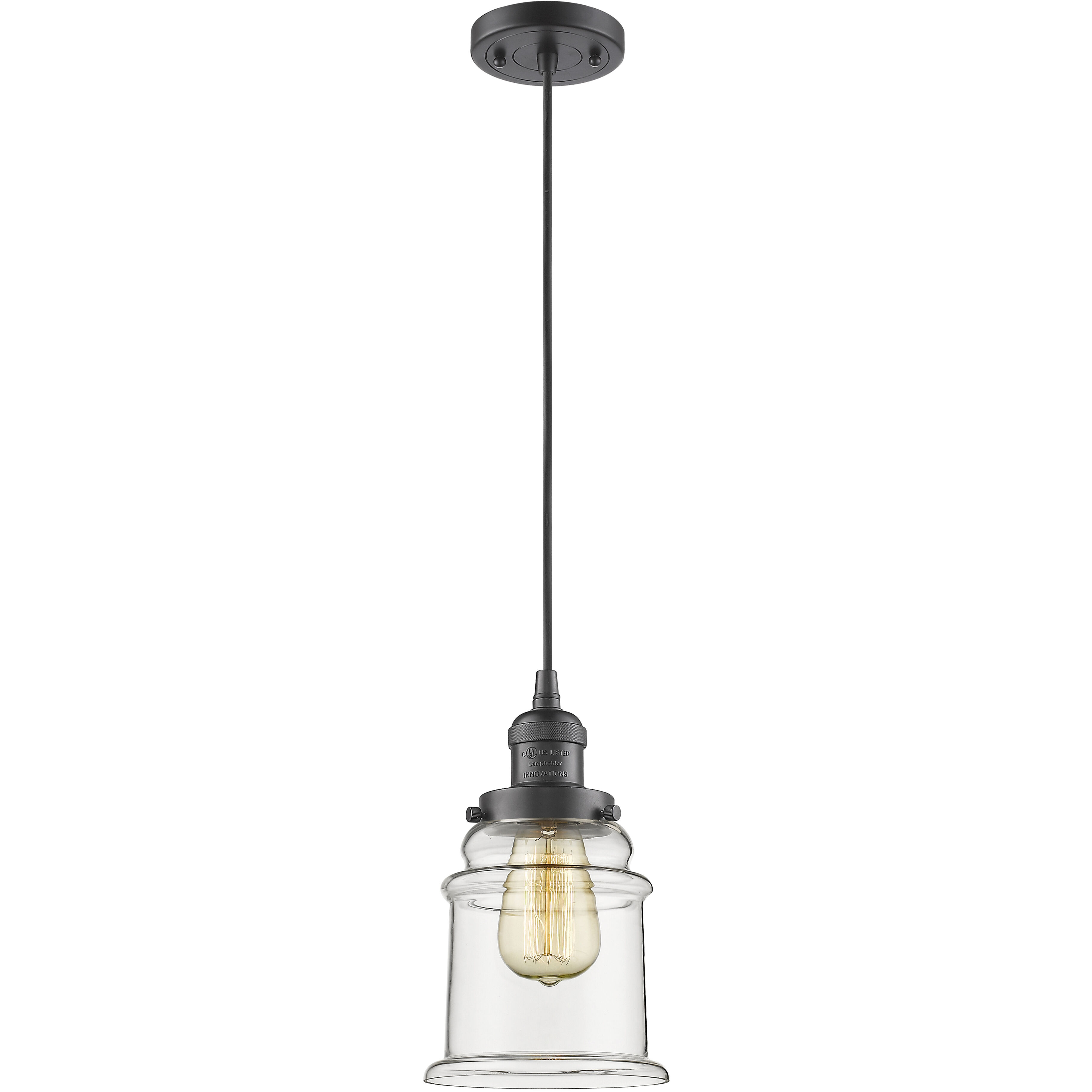 Franklin Restoration Canton LED 6 inch Oil Rubbed Bronze Mini Pendant Ceiling Light in Clear, Franklin Restoration