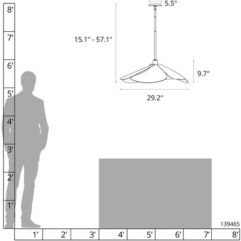 Hana 1 Light 29.2 inch Dark Smoke Pendant Ceiling Light, Large