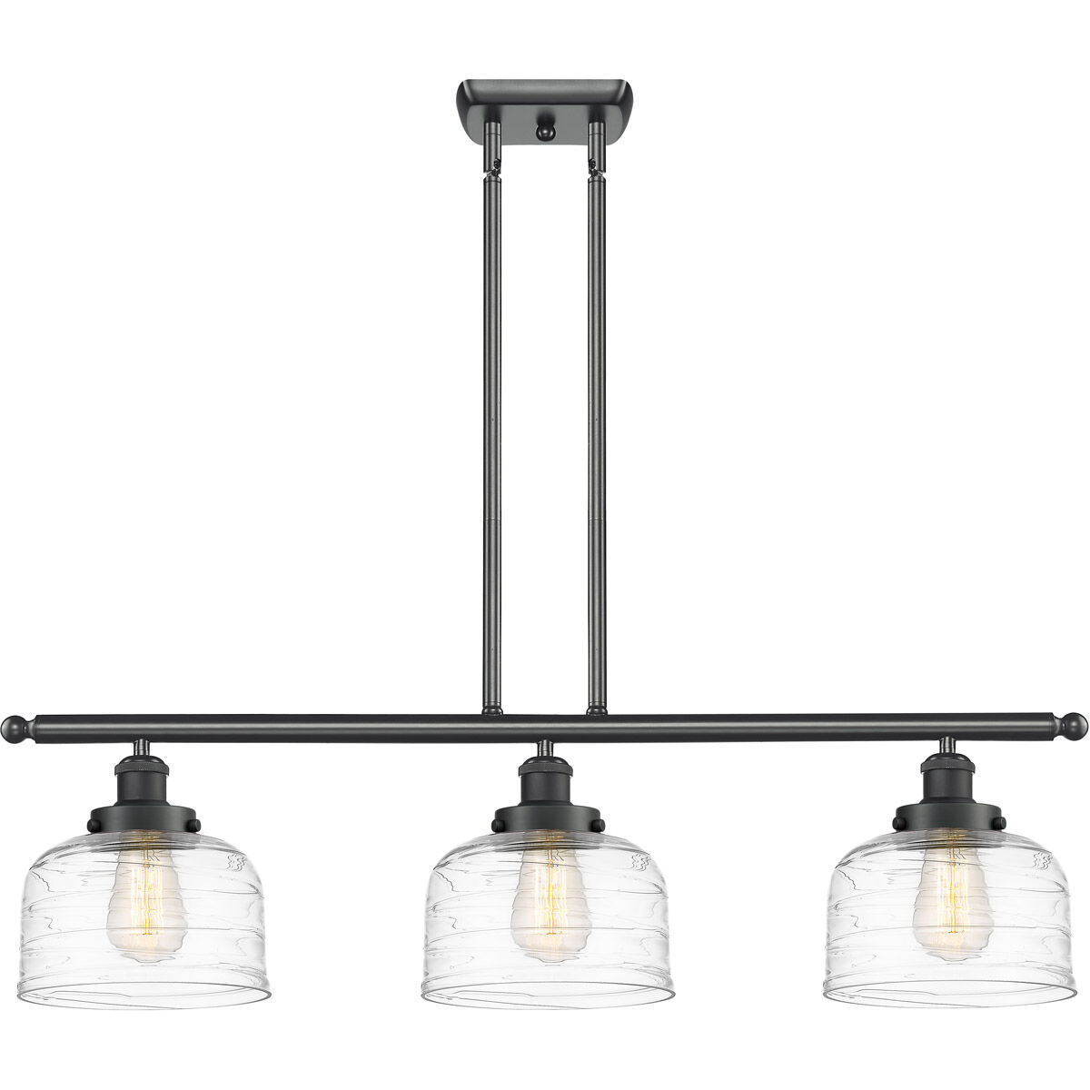 Ballston Bell 3 Light 36 inch Matte Black Island Light Ceiling Light