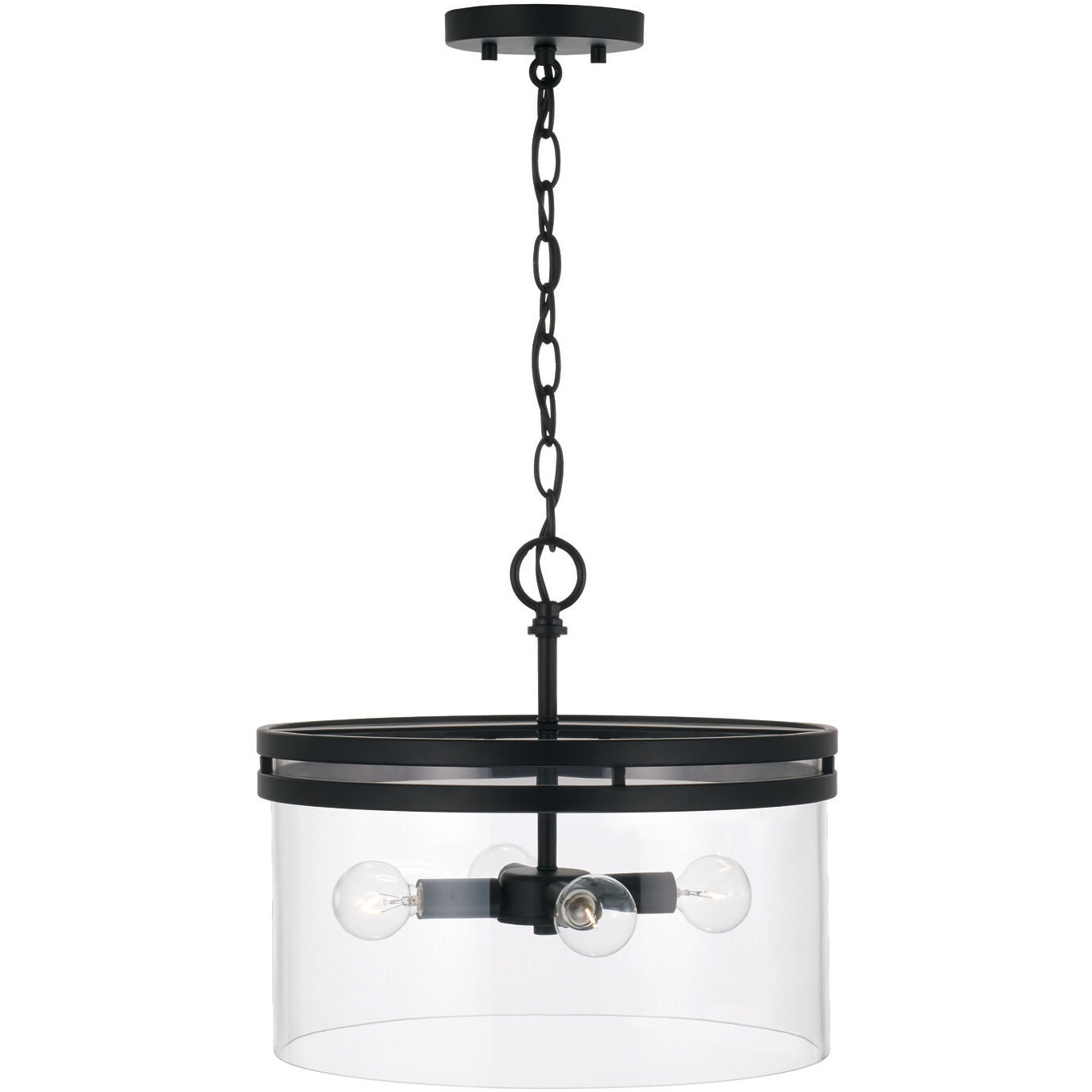 Fuller 4 Light 14.5 inch Matte Black Semi-Flush Mount Ceiling Light, Convertible Dual Mount