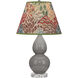 Small Double Gourd 22 inch 150.00 watt Smokey Taupe Glazed Ceramic with Lucite Base Accent Lamp Portable Light in Smoky Taupe, Fall Floral