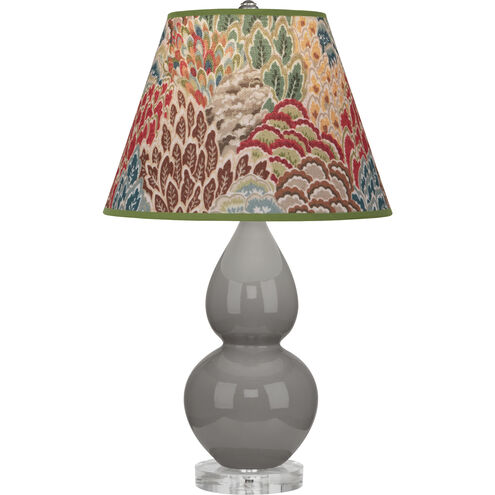 Small Double Gourd 22 inch 150.00 watt Smokey Taupe Glazed Ceramic with Lucite Base Accent Lamp Portable Light in Smoky Taupe, Fall Floral
