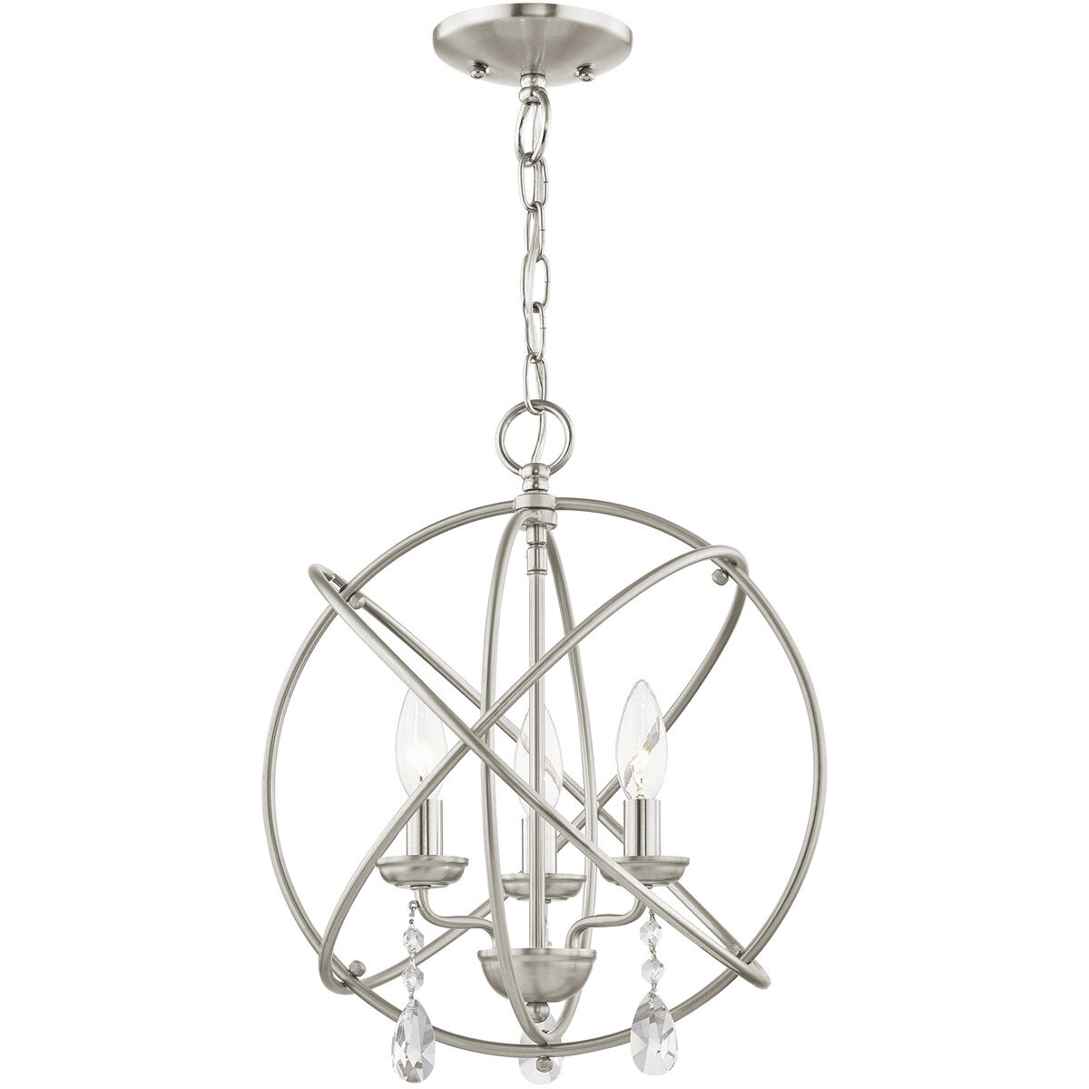 Aria 3 Light 15 inch Brushed Nickel Convertible Mini Chandelier/Ceiling Mount Ceiling Light