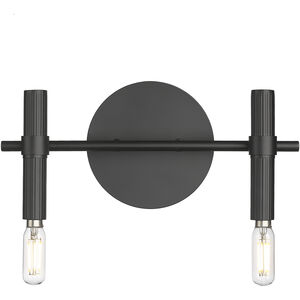 Skyva 2 Light 13 inch Matte Black Bathroom Vanity Light Wall Light