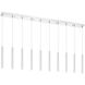 Forest LED 56.5 inch Chrome Linear Chandelier Ceiling Light in 10, 27, Matte White Steel