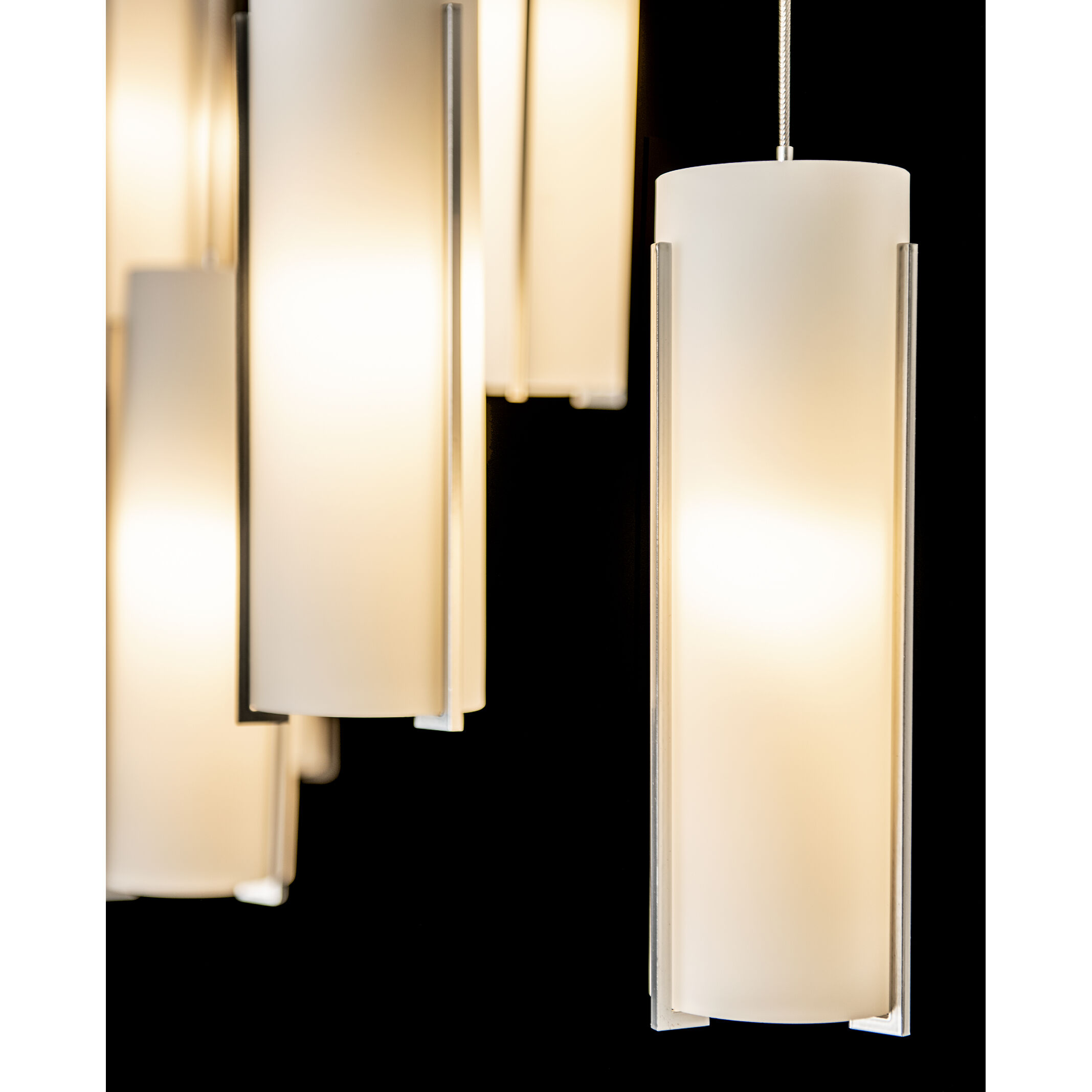 Exos Glass 10 Light 44.5 inch Sterling Pendant Ceiling Light in Opal, Rectangular