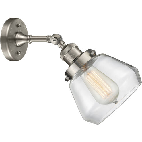 Franklin Restoration Fulton 1 Light 7 inch Brushed Satin Nickel Sconce Wall Light in Clear Glass, Franklin Restoration