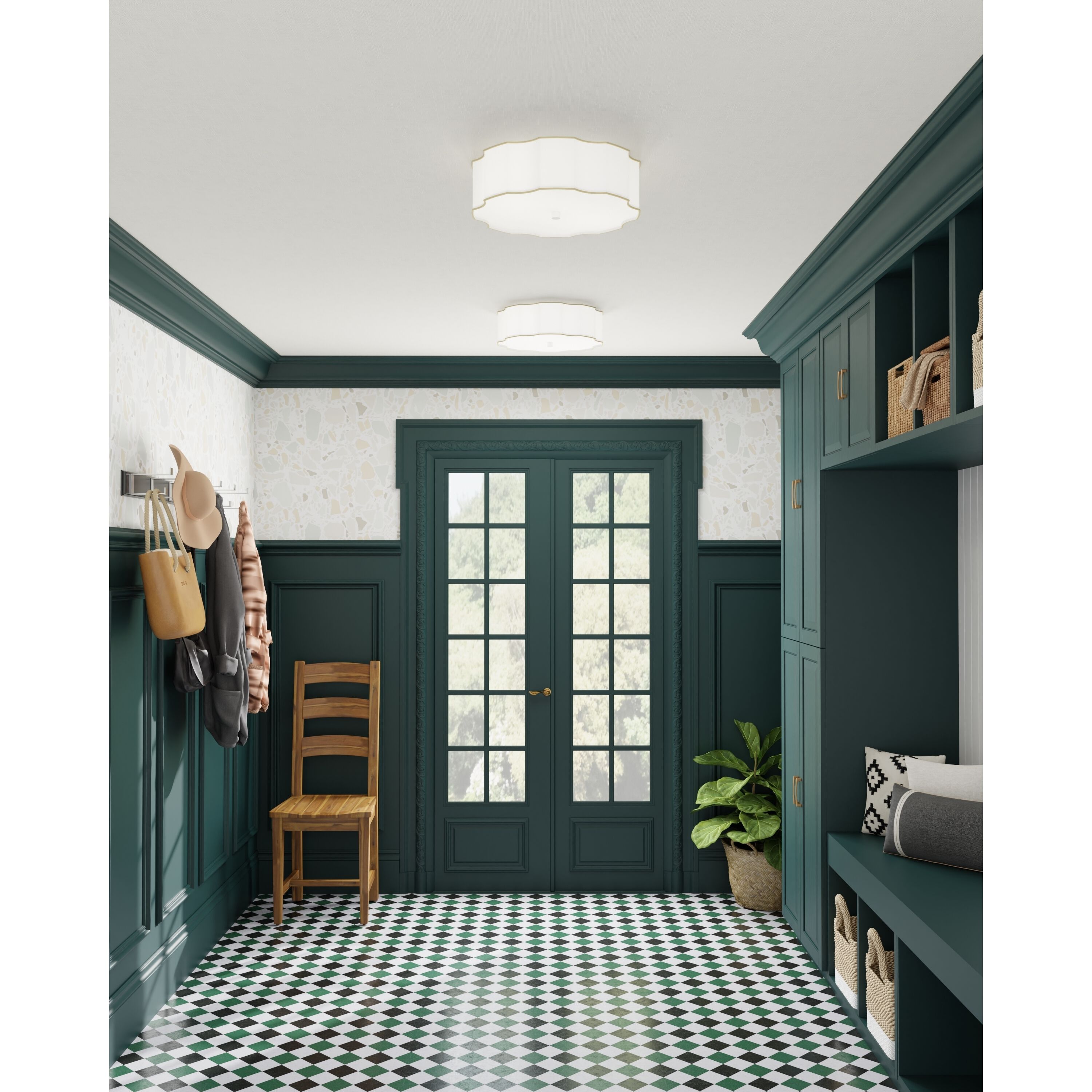 Wexford 3 Light 19.25 inch Snow White and Gold Highlights Flush Mount Ceiling Light