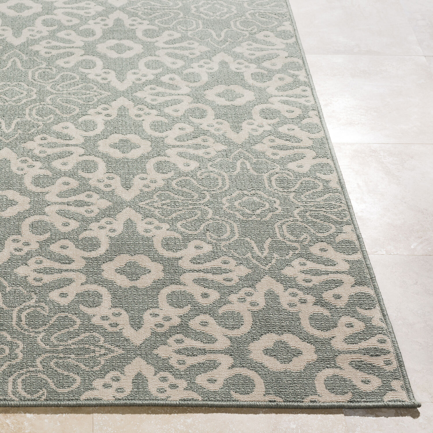 Alfresco 154 X 106 inch Dusty Sage/Beige Machine Woven Rug, Polypropylene