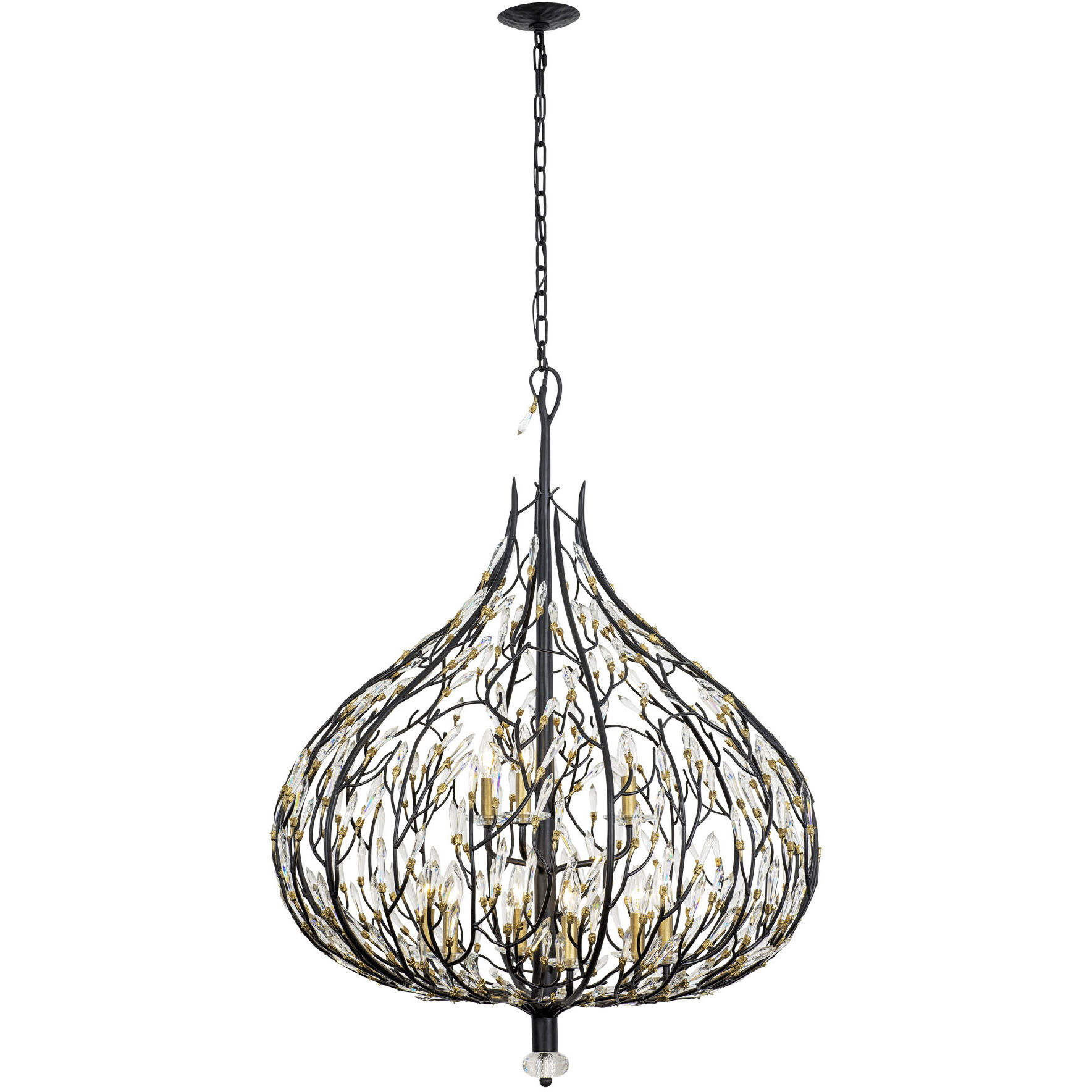 Bask 9 Light 32 inch Matte Black and French Gold Pendant Ceiling Light in Matte Black/French Gold