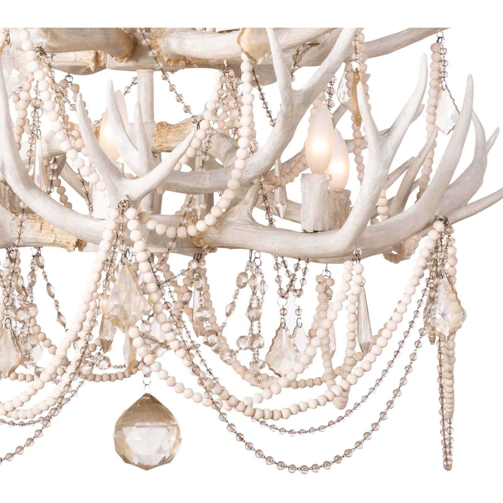 Cheyanne 12 Light 34 inch White Antler Chandelier Ceiling Light, Antler