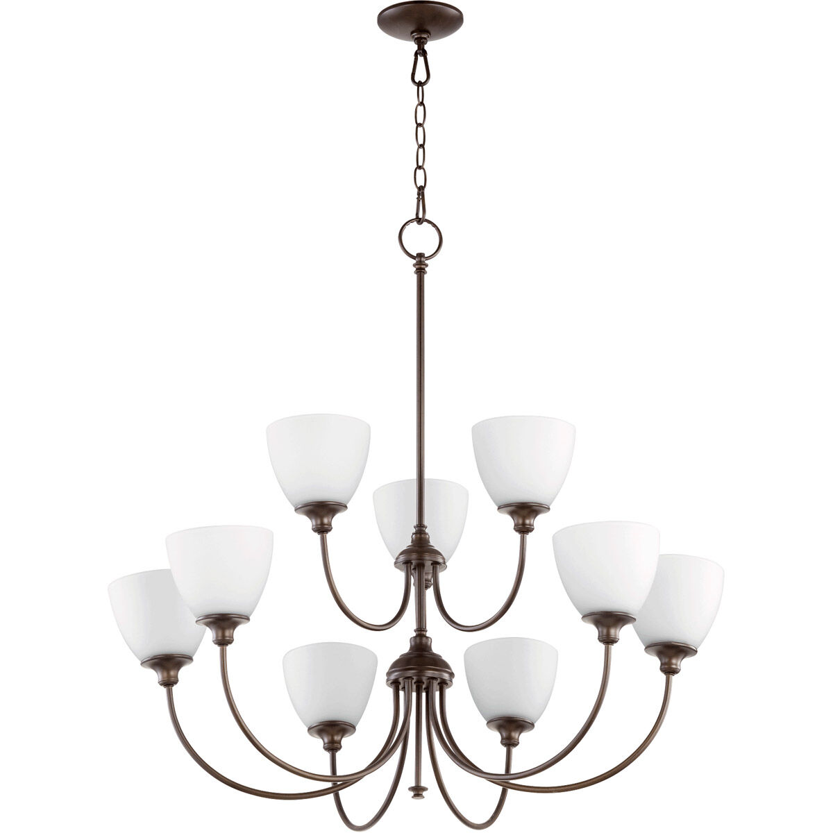 Celeste 9 Light 32 inch Oiled Bronze Chandelier Ceiling Light, Satin Opal