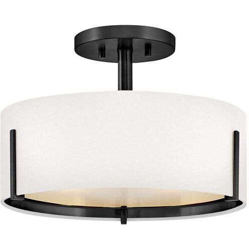 Halle 3 Light 14.5 inch Black Semi-flush Mount Ceiling Light