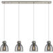 Newton Bell 4 Light 51.75 inch Brushed Satin Nickel Linear Pendant Ceiling Light in Light Smoke Glass