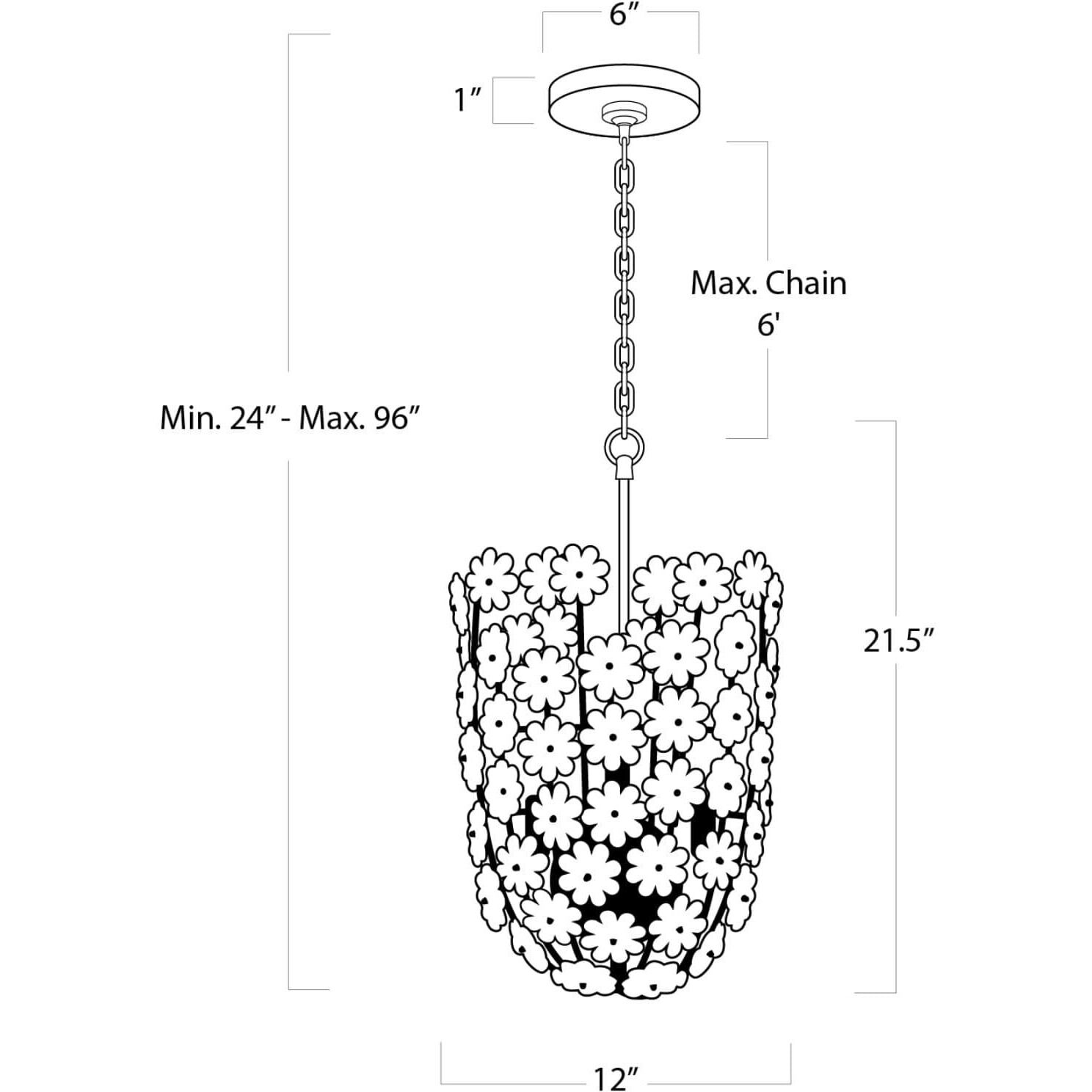 Charlotte 6 Light 12 inch Natural Brass Pendant Ceiling Light