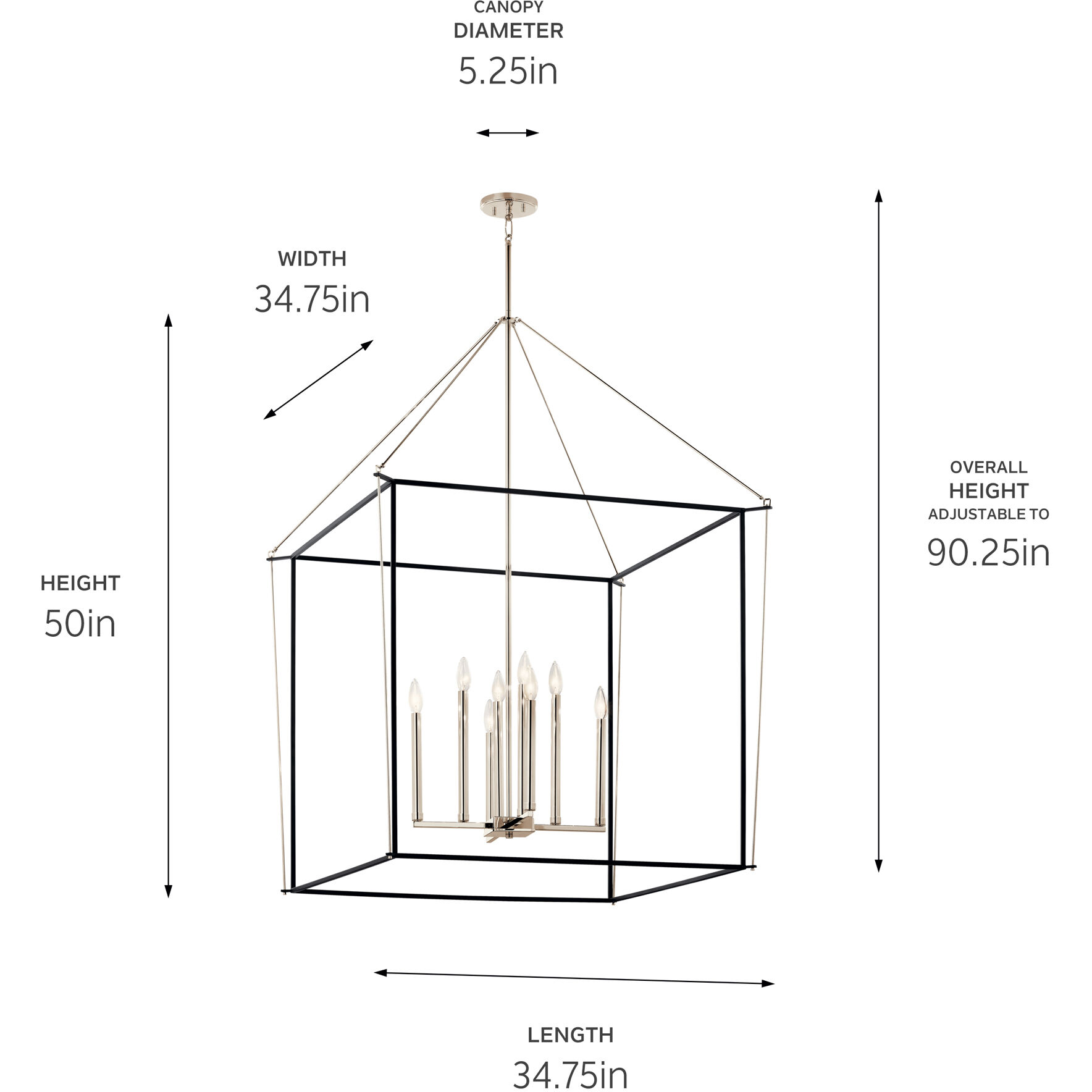 Eisley 8 Light 34.75 inch Polished Nickel Foyer Pendant Ceiling Light