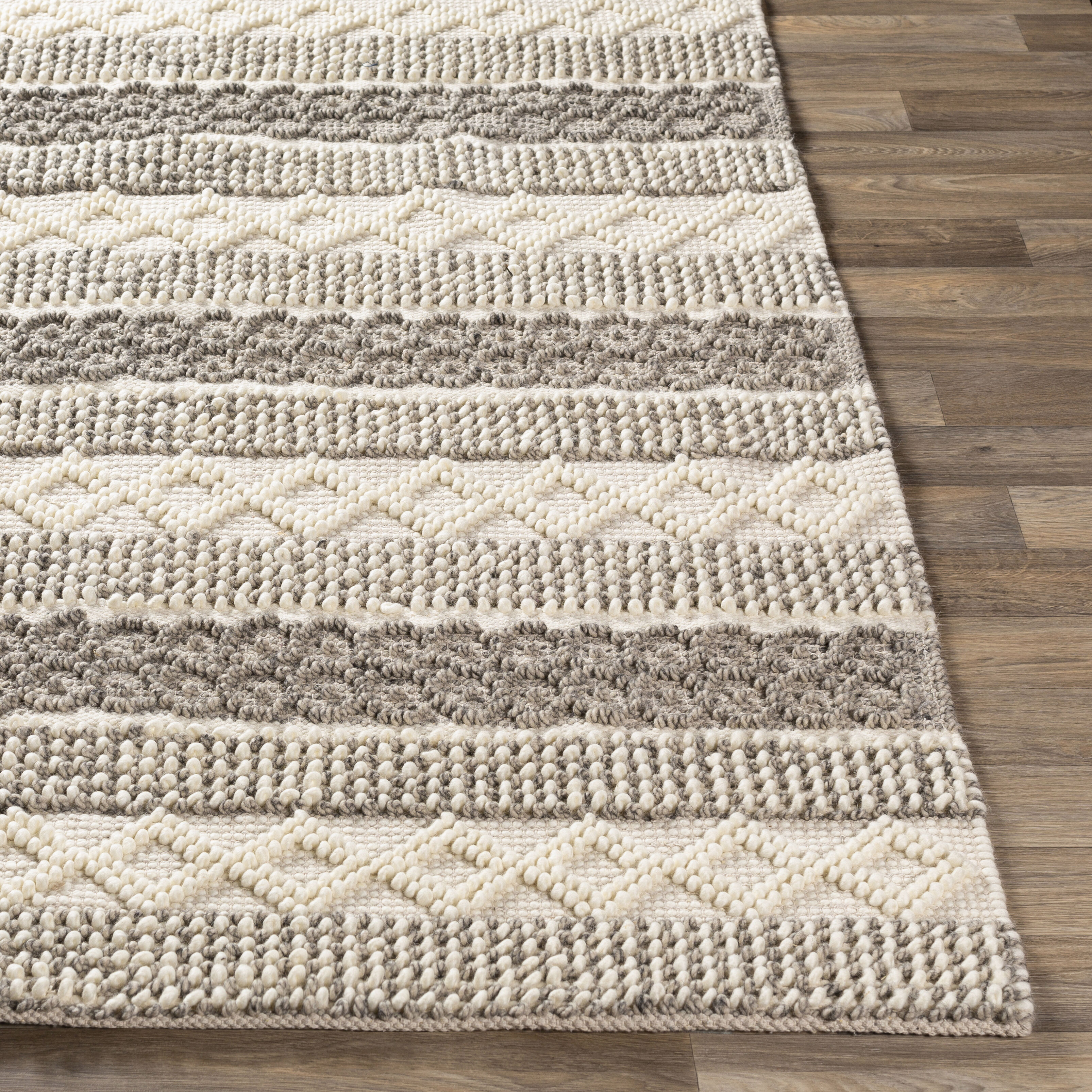Farmhouse Neutrals 120 X 96 inch Cream/Oatmeal/Charcoal/Beige Handmade Rug in 8 x 10, Rectangle