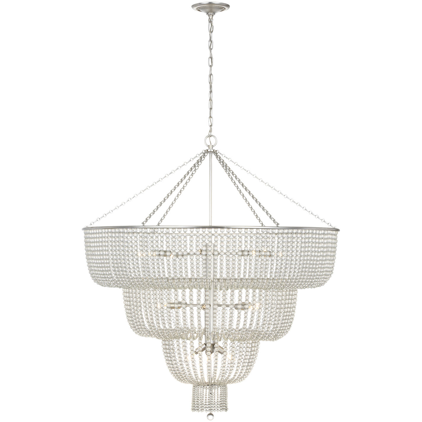 AERIN Jacqueline LED 45.5 inch Burnished Silver Leaf Basket Chandelier Ceiling Light in Clear Glass