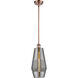 Ballston Windham LED 7 inch Antique Copper Mini Pendant Ceiling Light in Plated Smoke Glass