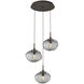 Nova Incandescent 3 Light Flat Bronze Chandelier Ceiling Light, Round Multi-Port