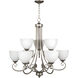 Raleigh 9 Light 31 inch Satin Nickel Chandelier Ceiling Light in White Frosted Glass, Jeremiah