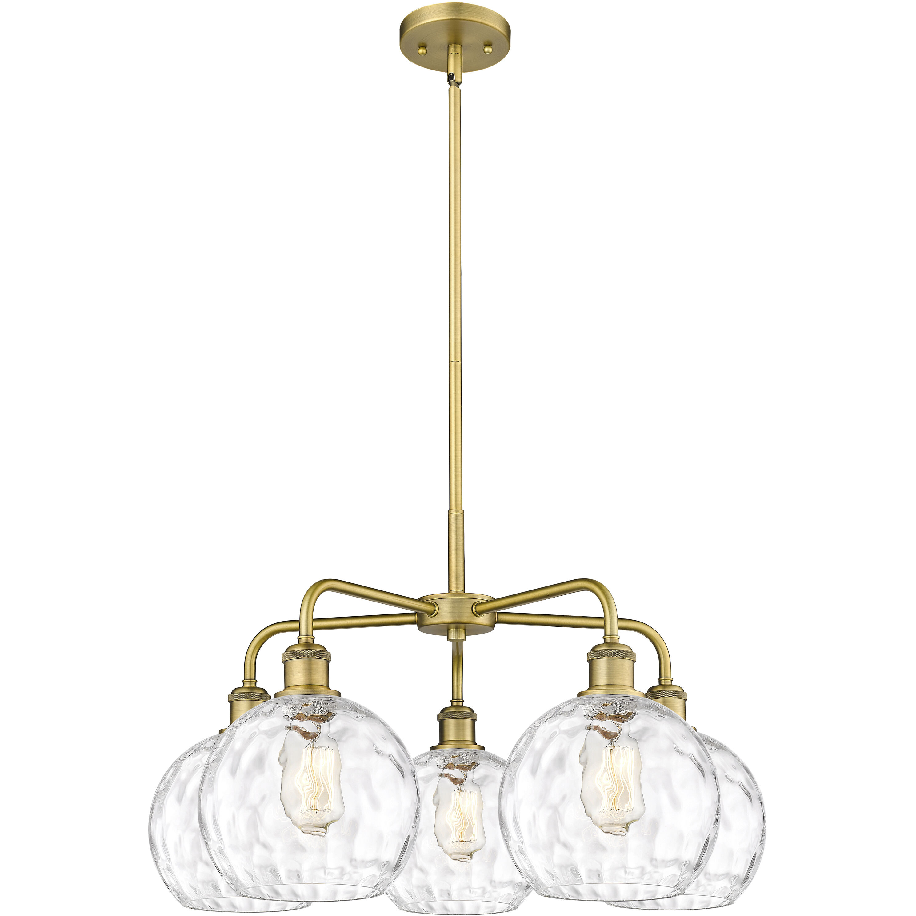 Athens Water Glass 5 Light 26 inch Brushed Brass Chandelier Ceiling Light