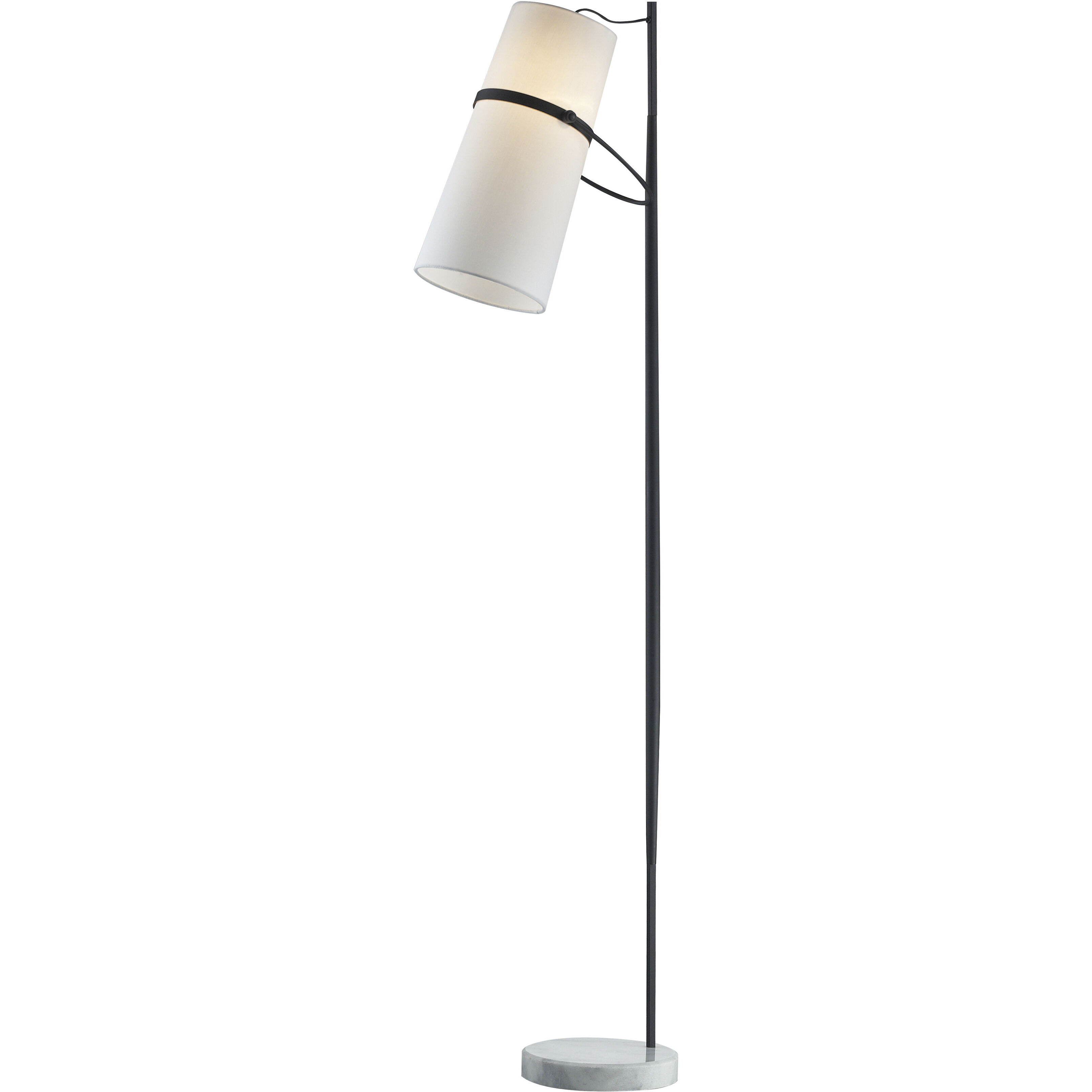 Banded Shade 70 inch 100 watt Matte Black with White Floor Lamp Portable Light