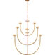 Kelly Wearstler Pedra LED 35.25 inch Antique-Burnished Brass Three-Tier Chandelier Ceiling Light, Large