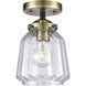 Nouveau Chatham LED 6 inch Black Antique Brass Semi-Flush Mount Ceiling Light in Clear Glass, Nouveau