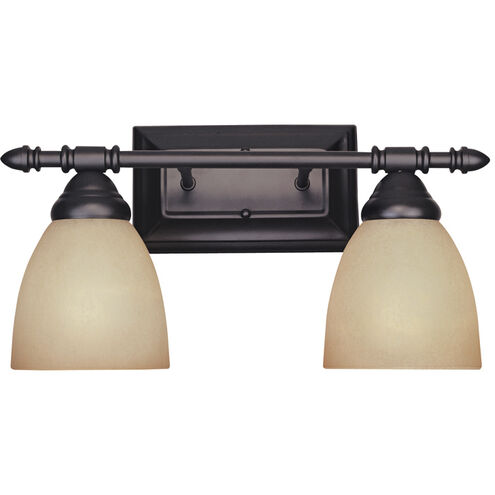 Apollo 2 Light 16 inch Oil Rubbed Bronze Bath Bar Wall Light in Amber Sandstone
