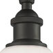 Edison Eaton 1 Light 5.5 inch Oil Rubbed Bronze Semi-Flush Mount Ceiling Light in Matte White Glass
