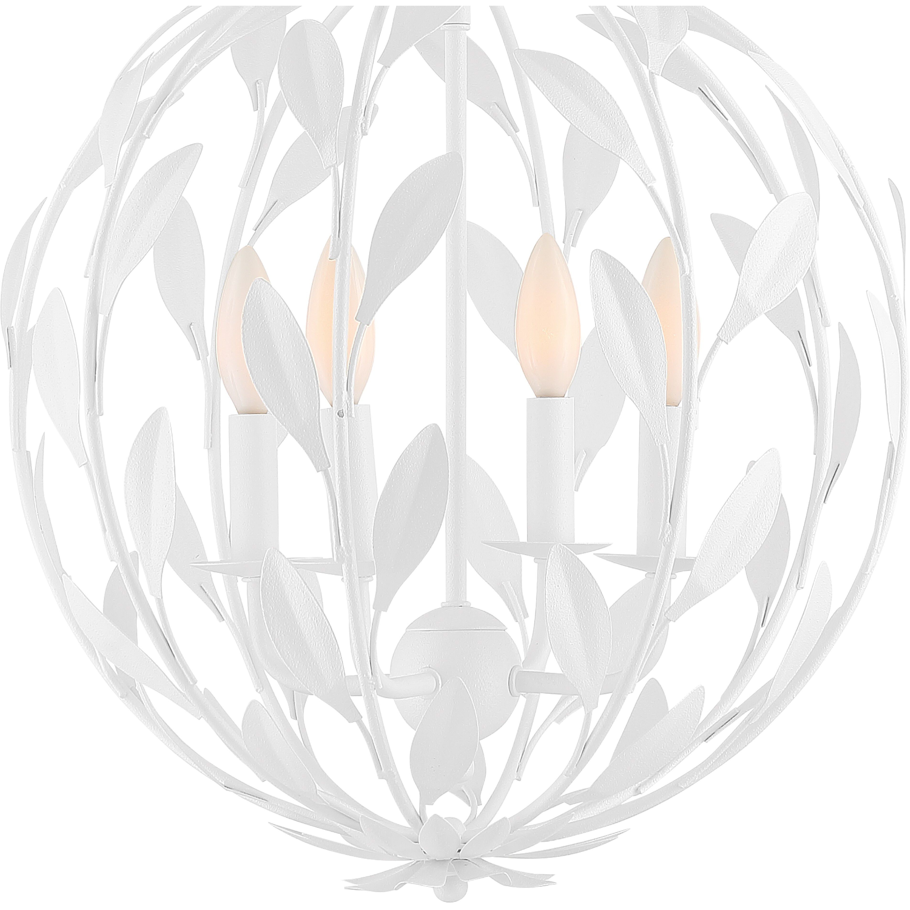 Broche 4 Light 16 inch Matte White Mini Chandelier Ceiling Light