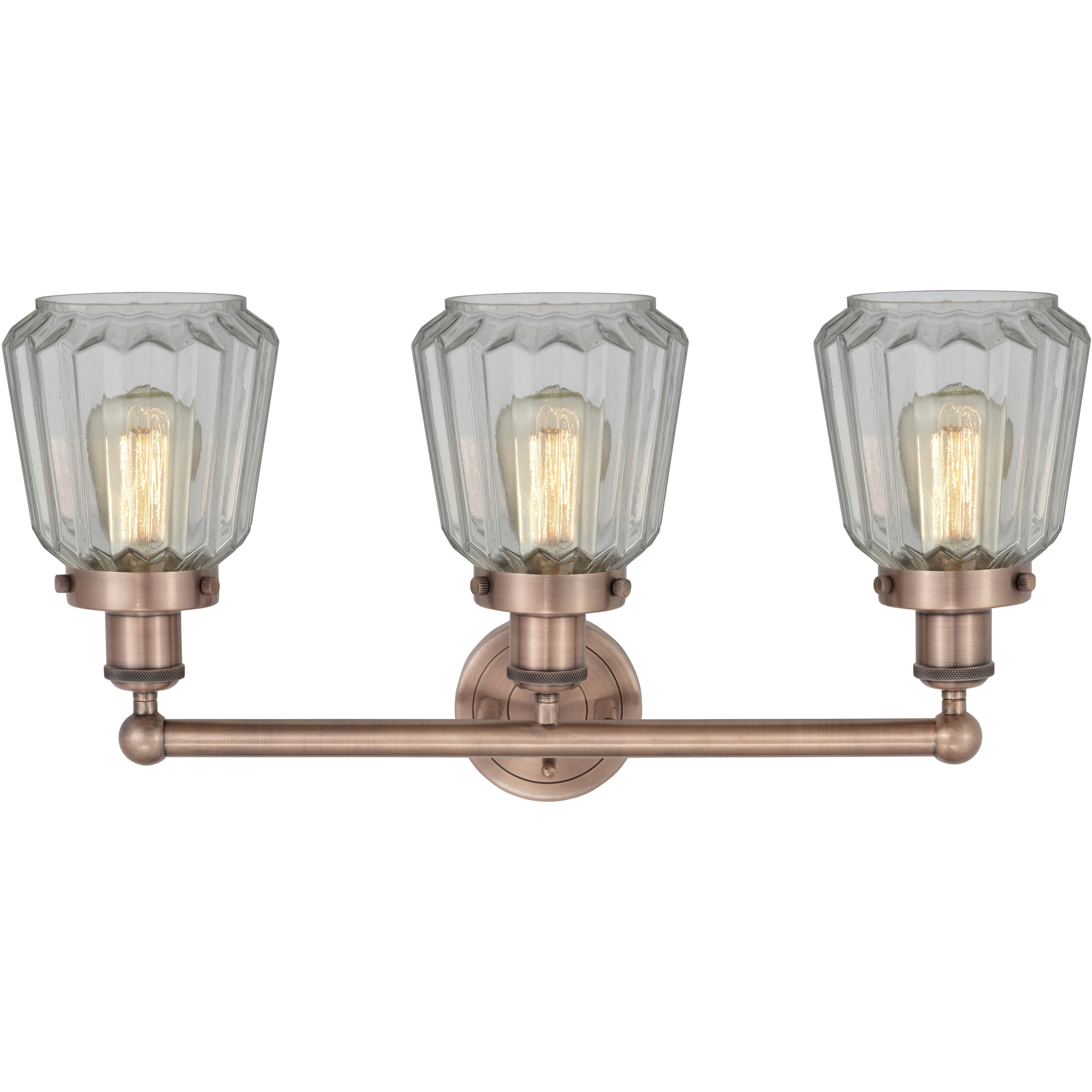 Chatham 3 Light 24.5 inch Antique Copper Bath Vanity Light Wall Light in Clear