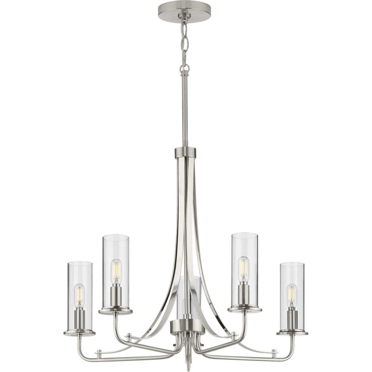 Riley 5 Light 24 inch Brushed Nickel Chandelier Ceiling Light