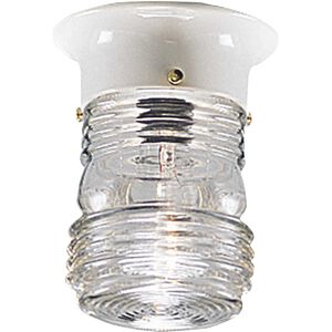 Utility Lantern 1 Light 5 inch White Outdoor Flush Mount