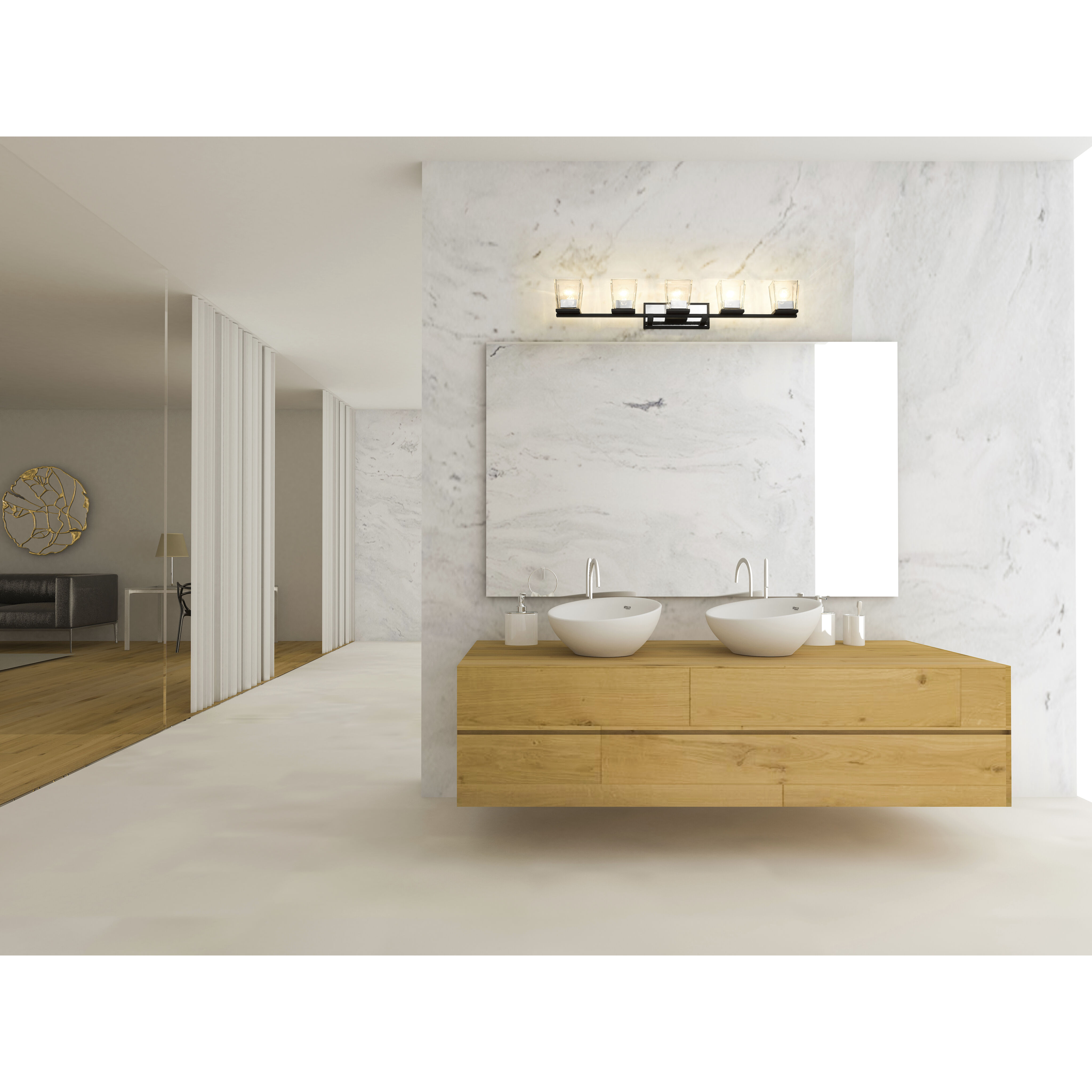 Bleeker Street 5 Light 42.5 inch Matte Black and Chrome Vanity Wall Light