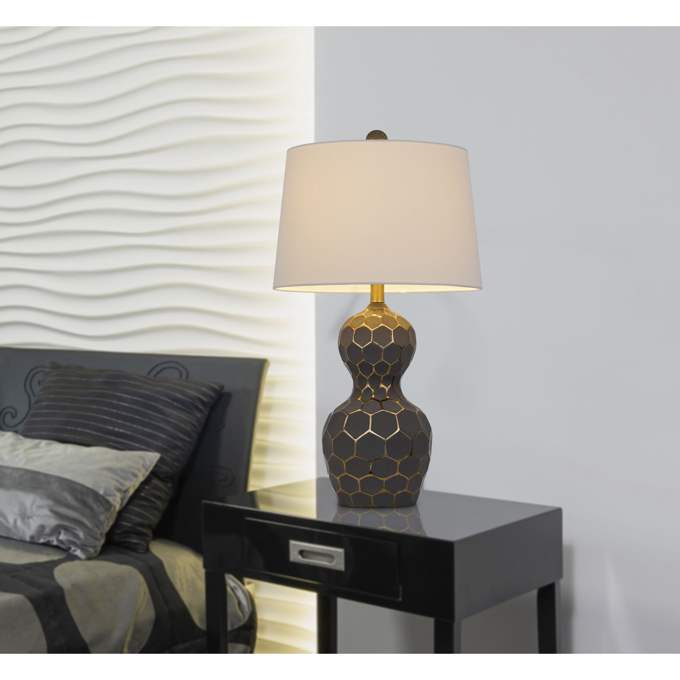 Tuscaloosa 27 inch 150.00 watt Matte Black and Gold Lamp Set Portable Light