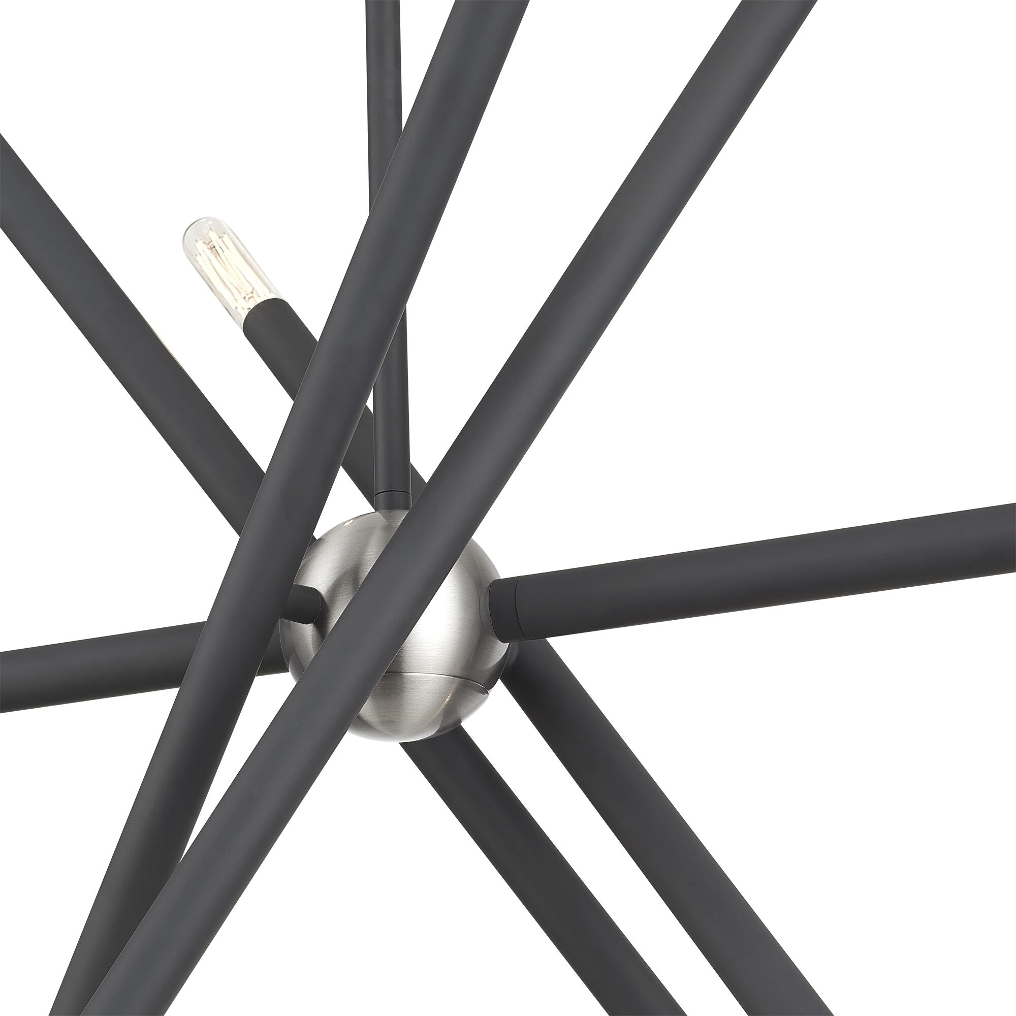 Soho Linear Chandelier Ceiling Light in Scandinavian Gray with Brushed Nickel Accents